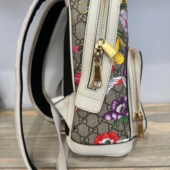 Gucci GG Supreme Monogram Flora Web Small Ophidia Day Backpack White - Picture 6 of 11